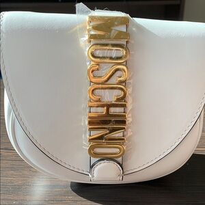 Moschino White Crossbody Bag with Bold Logo